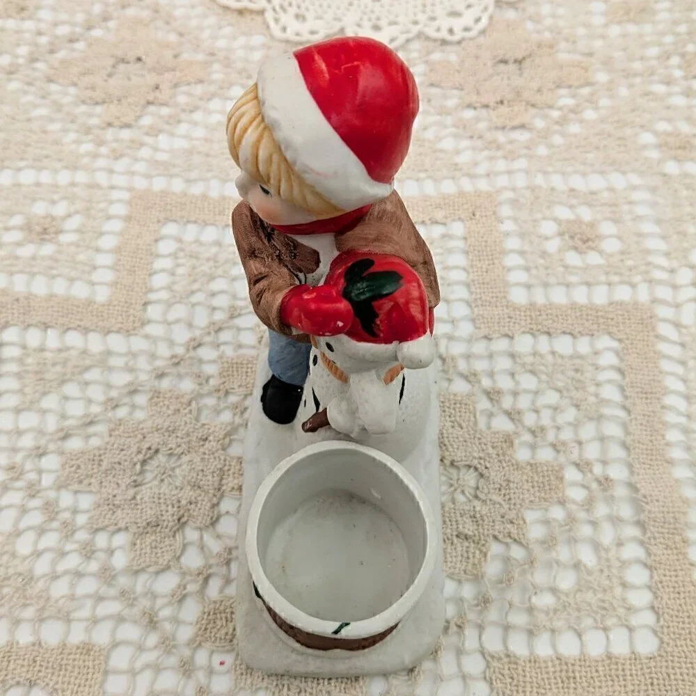 Vintage CMA Inc. Verona Vergasi Candle Holder - Boy with Snowman